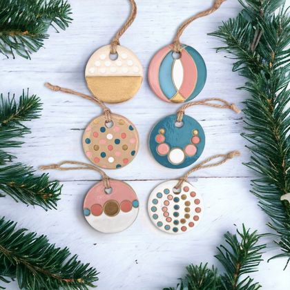 6 Ceramic Christmas Tree Decorations Dots Collection