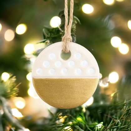 Ceramic Christmas Tree Decoration Dots and Gold
