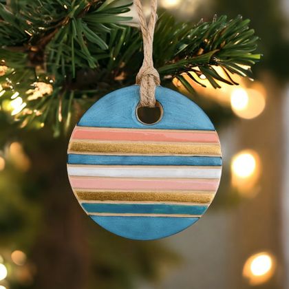 Ceramic Christmas Tree Decoration Stripes