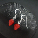 Strawberry drop earrings - fused glass 