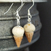 Hokey Pokey waffle cone ice-cream drop earrings - fused glass