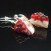 Mixed berry cheesecake drop earrings - fused glass