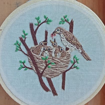 Song Thrush Embroidery