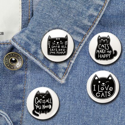 Sassy Black Cats badge Set