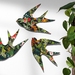 Trio of NZ Native Birds Wall Art - Midnight Tropics  Pattern 
