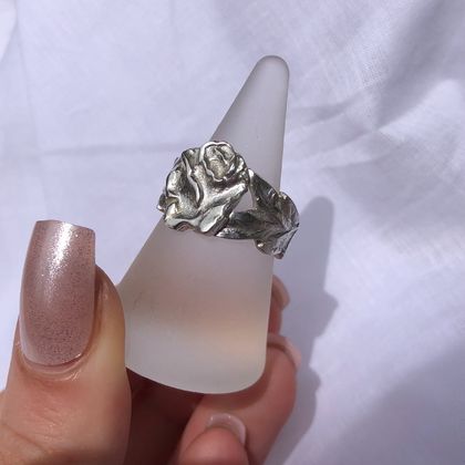 Sterling Silver Rose Ring A)