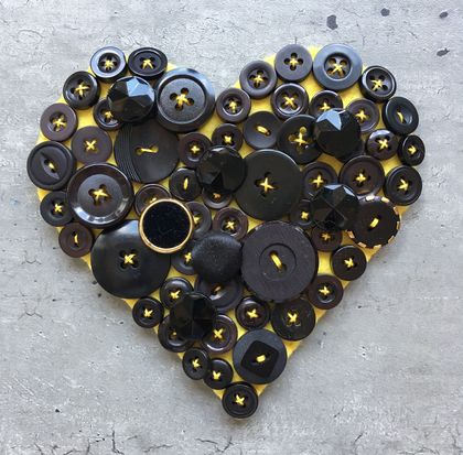 Button Hearts - Black and Yellow 