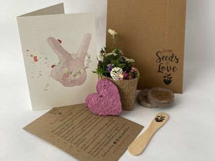 Talia card with seeded heart and planting kit 