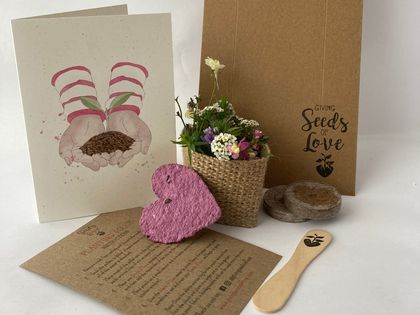 Aya card with seeded heart and planting kit