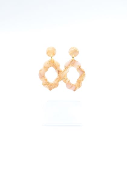 Peach and Gold Polymer Clay Earrings