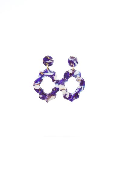 Purple and Gold Polymer Clay Earrings