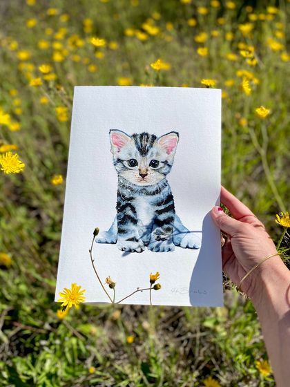 Kitten A4 Fine Art Print of Original Watercolour, Wall Art, Home Decor