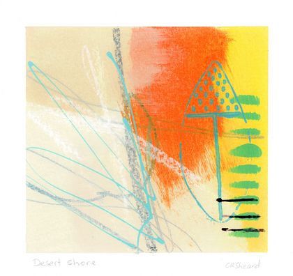 Desert shore: original mixed media artwork