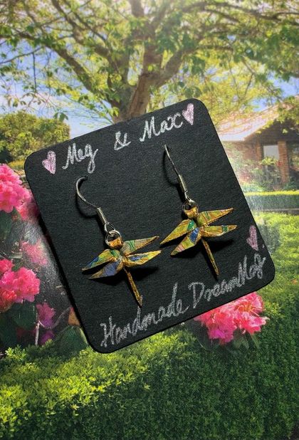 Paper Art origami tiny dragonfly earrings