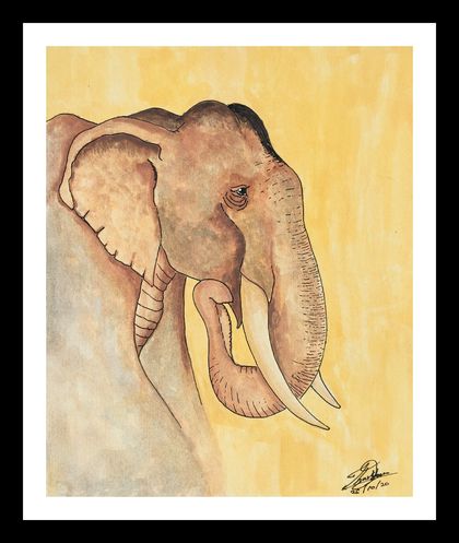 Beauty of Elephant Original A4 Framed