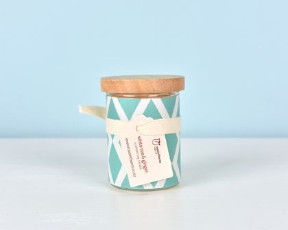 Decal votive scented soy candle with wooden lid