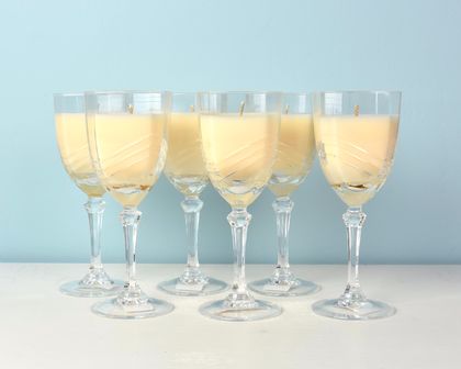 Set of six starfruit and citrus crystal glass candles