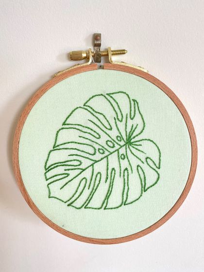 Minimalist Monstera leaf embroidery 